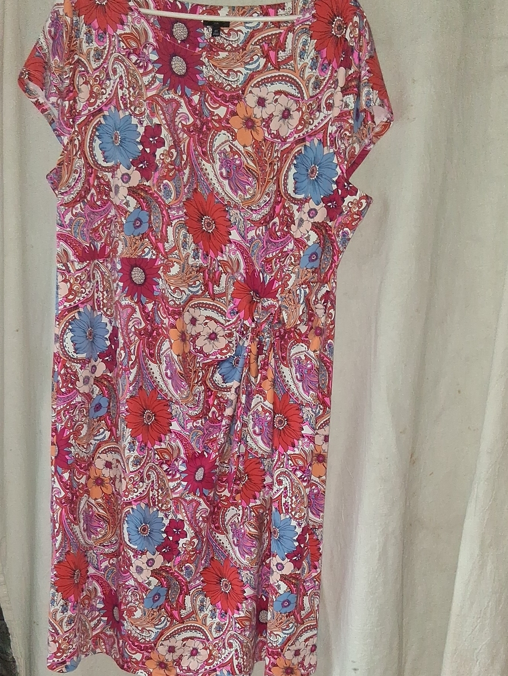 Talbots Pink, Red & Blue Paisley Midi Dress